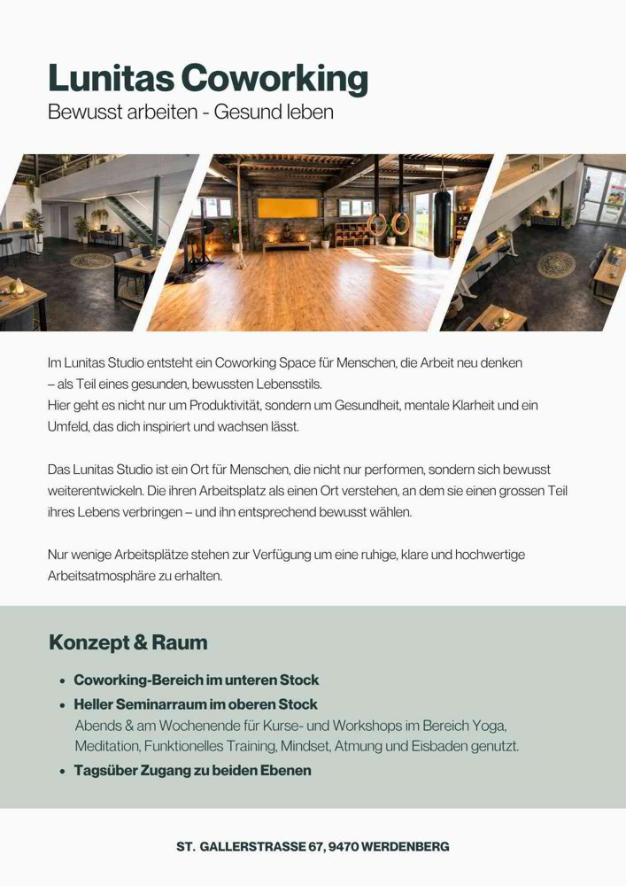Coworking im Lunitas Studio – bewusst arbeiten, gesund leben - Ansicht 5