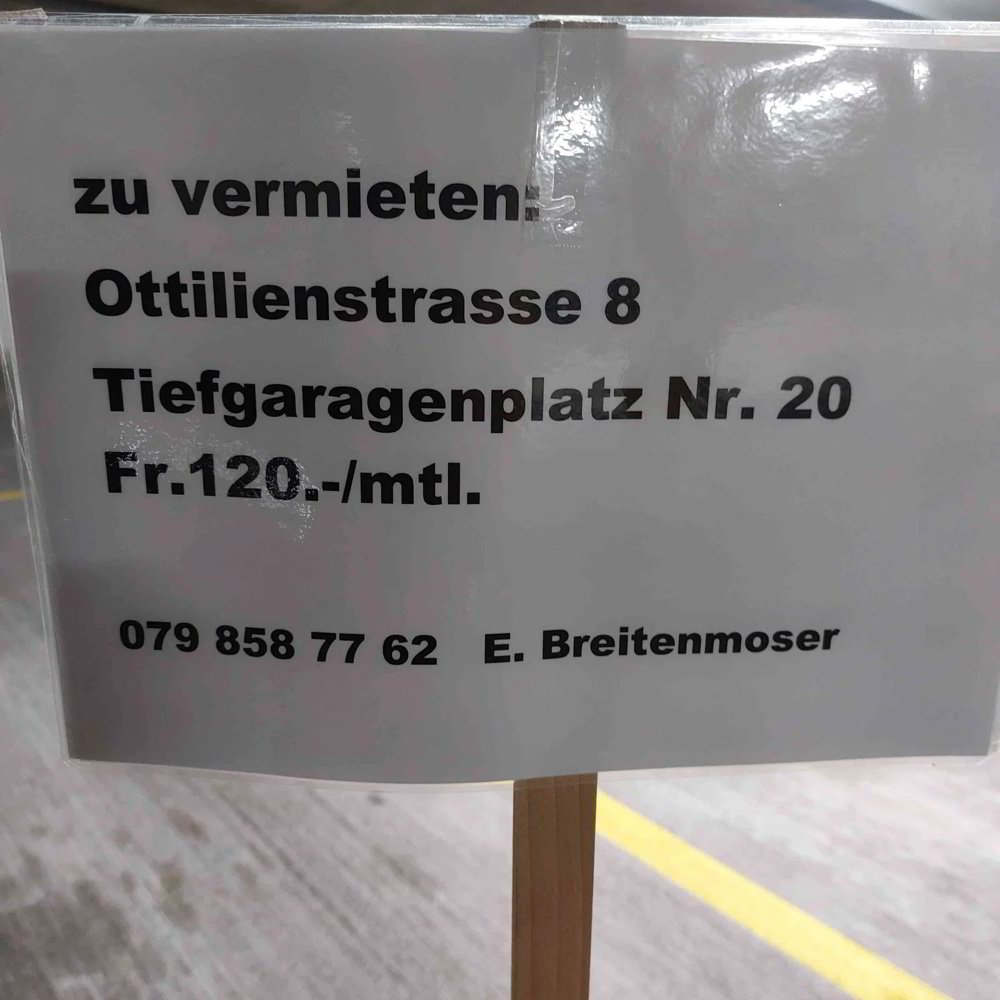 null Zimmer Parkplatz, Garage zu vermieten in Bütschwil - Bild 1/2