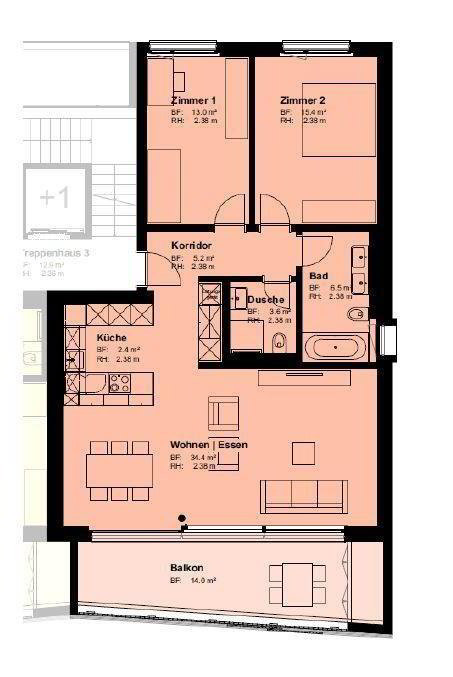 3.5 Zimmer Wohnung zu vermieten in Domat/Ems - Bild 1/7
