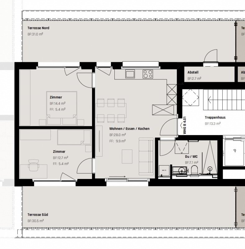 3 rooms Apartment for rent in Saint-Gall - image 1/7