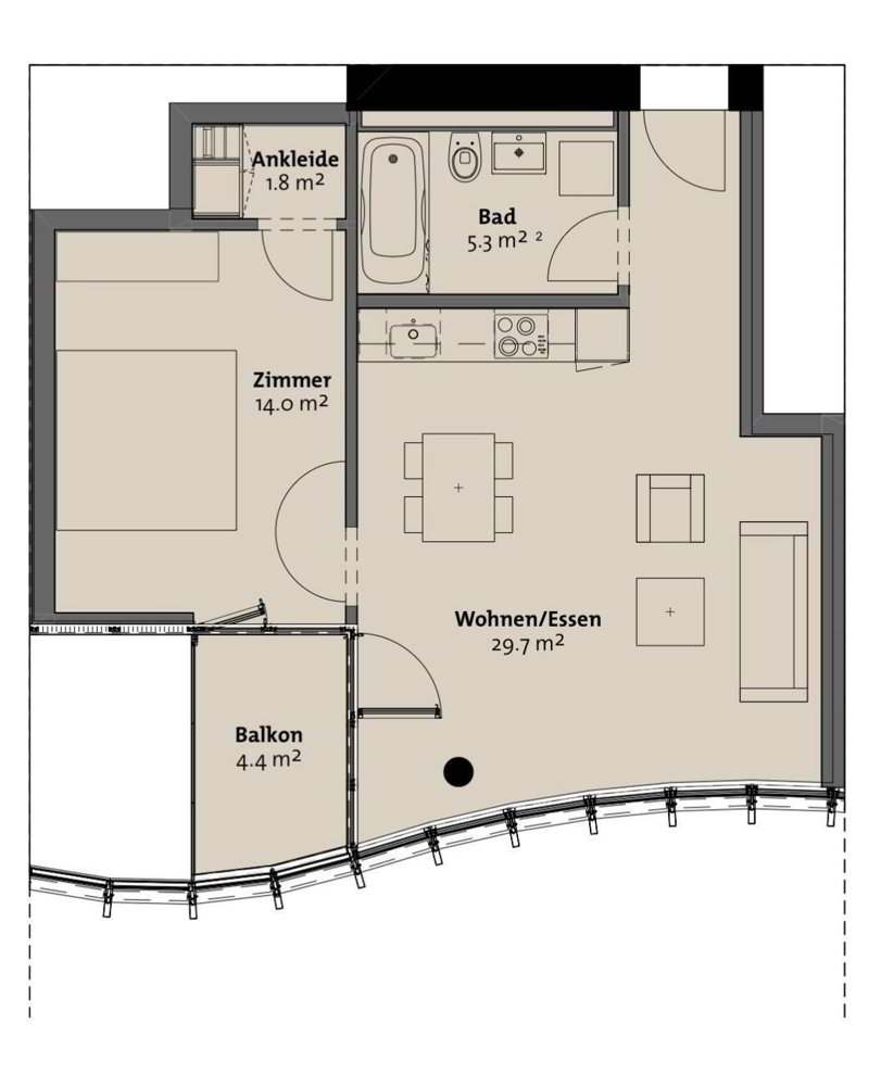 2 rooms Apartment for rent in Lucerna - image 1/2