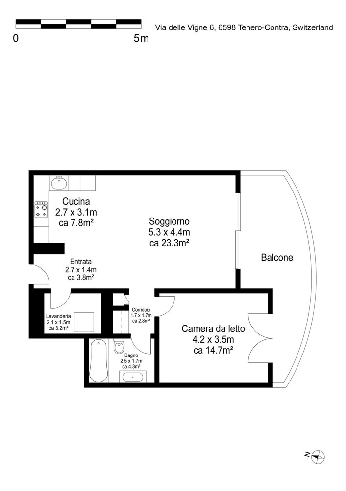 2.5 rooms Apartment for rent in Tenero - image 1/8