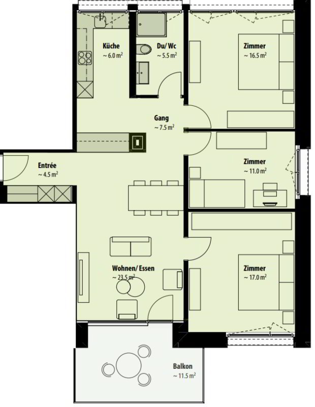 4 rooms Apartment for rent in Wittenbach - image 1/10