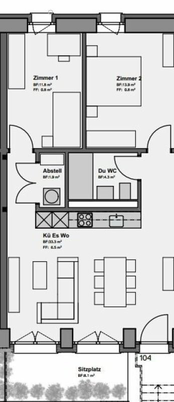 3 rooms Apartment for rent in Herisau - image 1/8