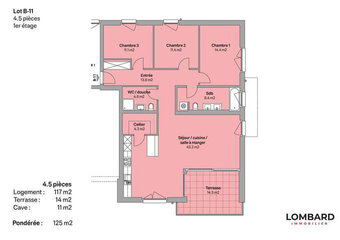 4.5 Zimmer Wohnung zum verkaufen in Léchelles - Bild 1/7