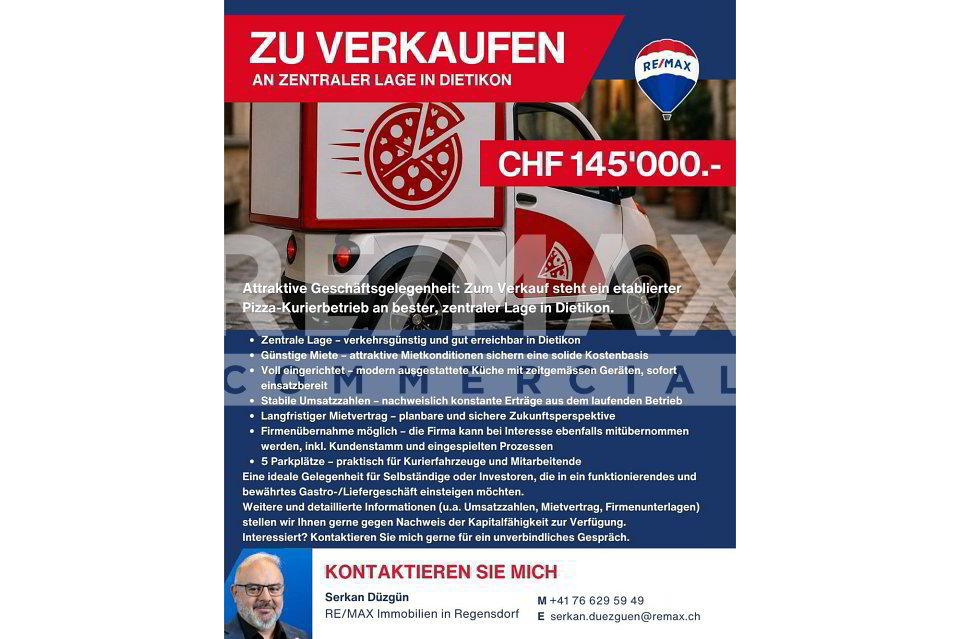 Pizzakurier zum Verkauf Zentrale Lage in Dietikon - Ansicht 2