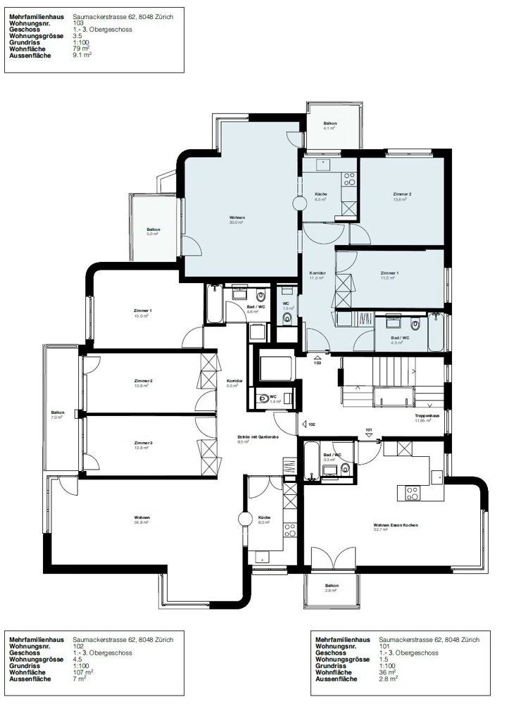 3 Zimmer Wohnung zu vermieten in Zürich - Bild 1/3