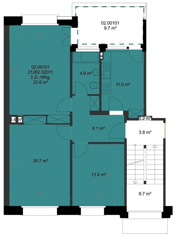 Appartement 3 pièces à louer à Berna - image 1/11