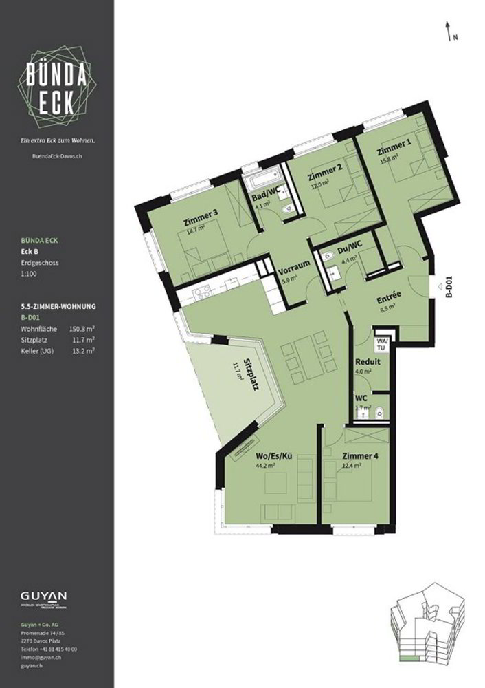 5.5 Zimmer Wohnung zu vermieten in Davos Dorf - Bild 1/12