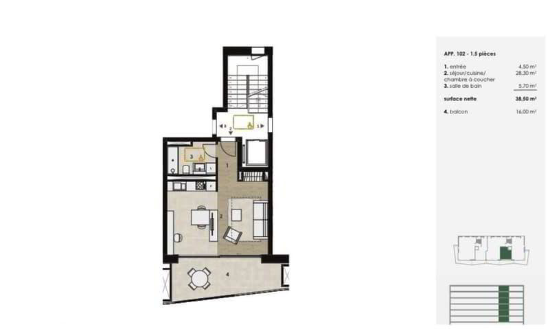 Appartamento di 1.5 locali in affitto a Romont FR - immagine 1/3