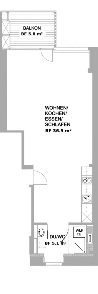Appartement 1 pièces à louer à Zurich - image 1/4