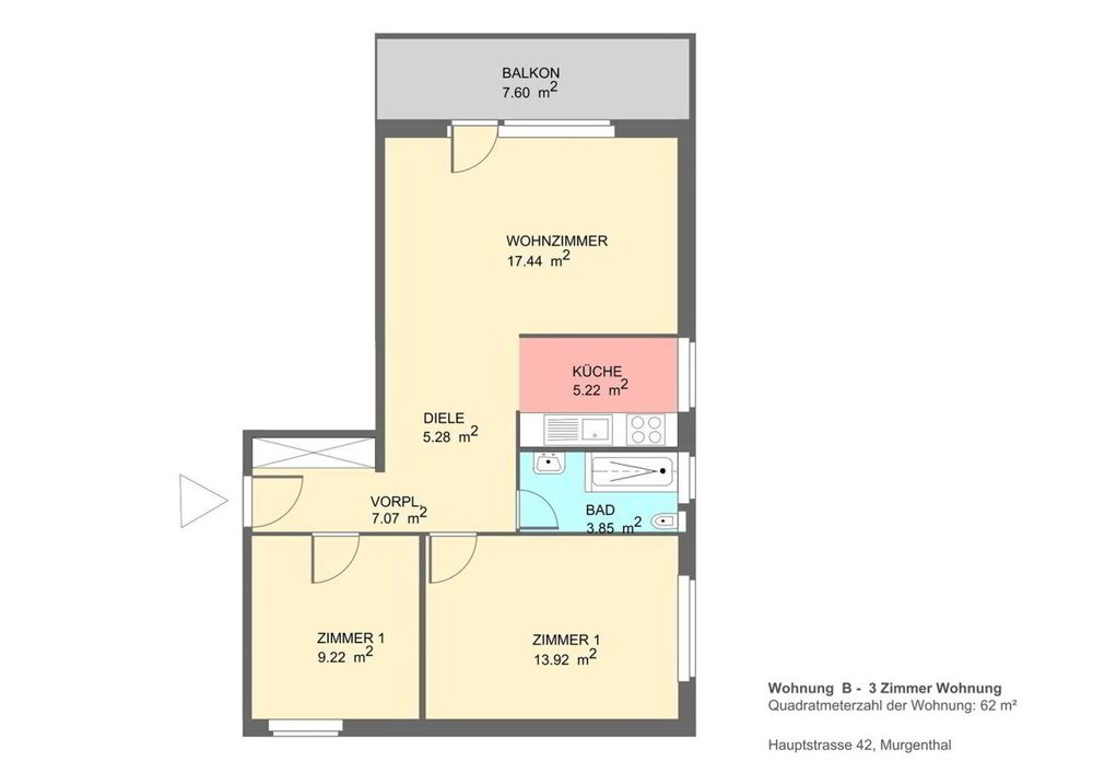 Appartamento di 3 locali in affitto a Murgenthal - immagine 1/8