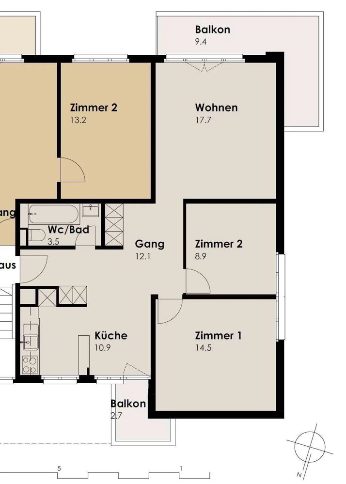 Appartamento di 3.5 locali in affitto a Wittenbach - immagine 1/9