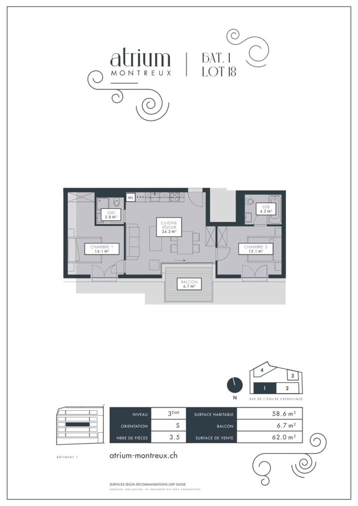3 rooms Apartment for rent in Montreux - image 1/7