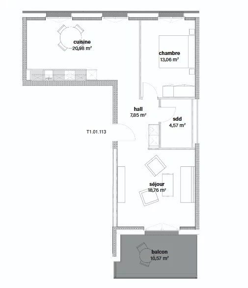 Appartement 2 pièces à louer à Sion - image 1/7