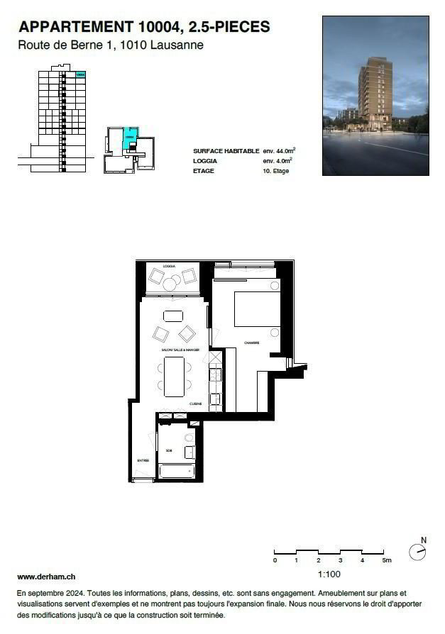 2 Zimmer Wohnung zu vermieten in Lausanne - Bild 1/8