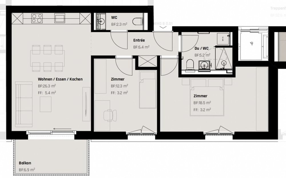 3 Zimmer Wohnung zu vermieten in St. Gallen - Bild 1/6