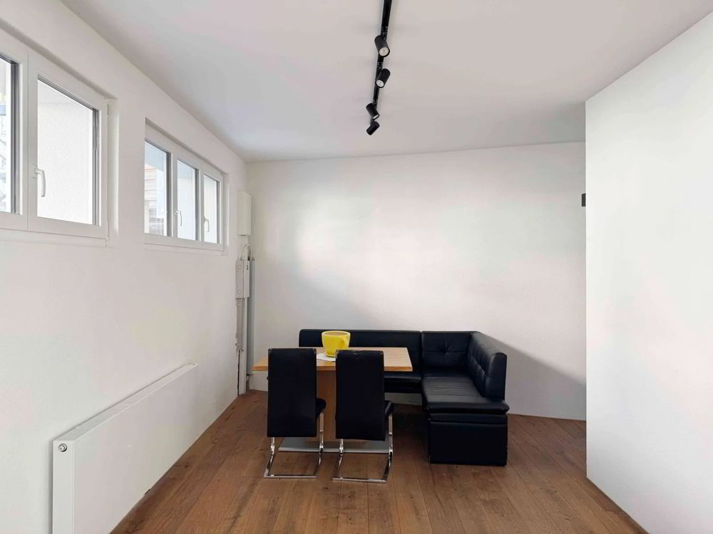 Halle mit Aufenthaltsraum, Badezimmer und Küche - Ansicht 5