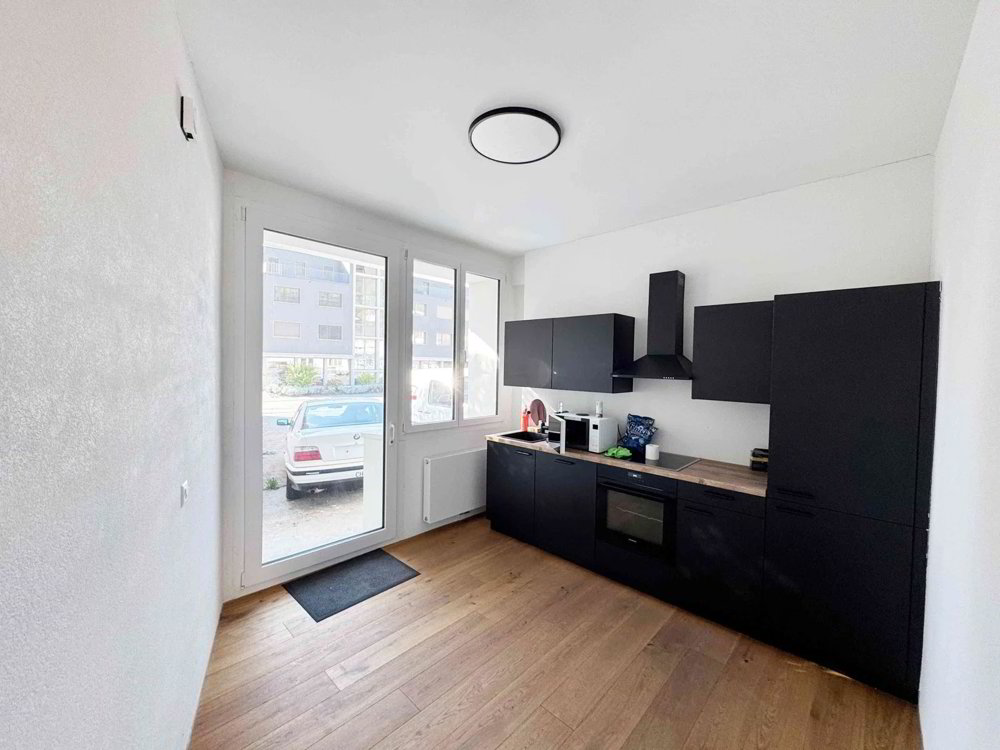 Halle mit Aufenthaltsraum, Badezimmer und Küche - Mehr