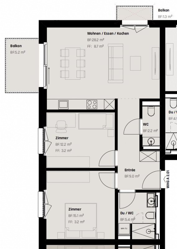3 rooms Apartment for rent in Saint-Gall - image 1/8