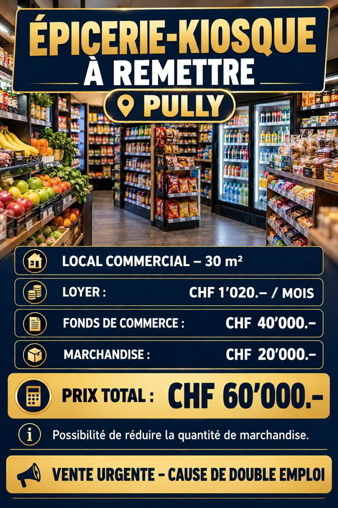 Pully kiosque épicerie À vendre