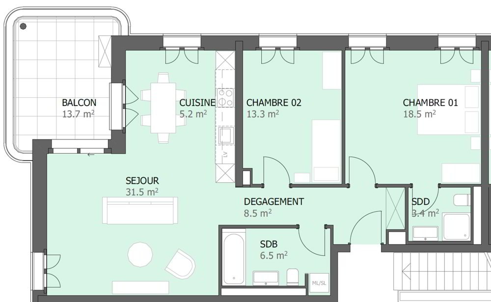 3.5 rooms Apartment for rent in Marly - image 1/9