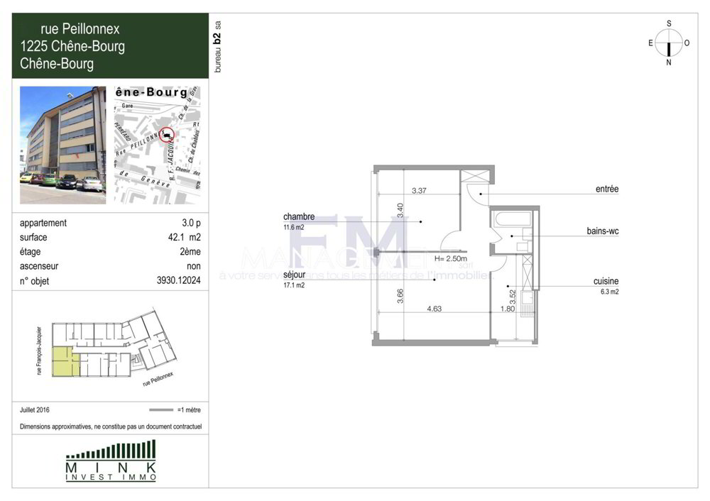 3 rooms Apartment for rent in Chêne-Bourg - image 1/6