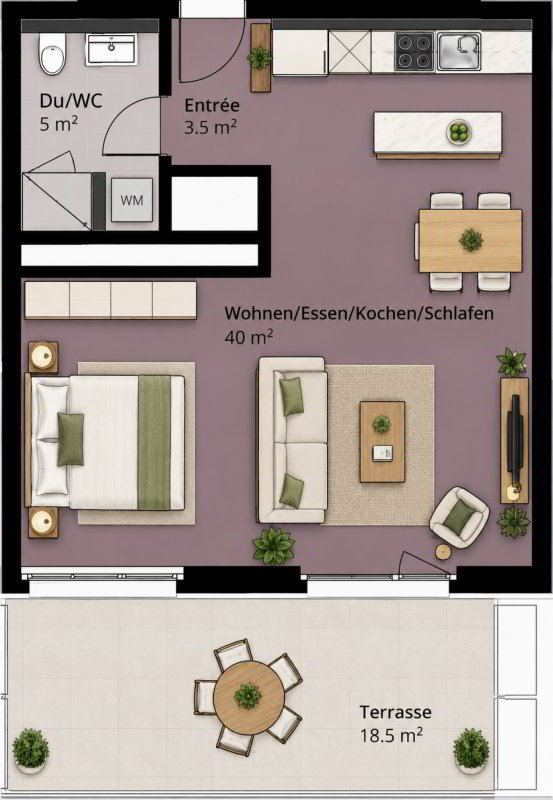 null rooms Apartment for rent in Horn - image 1/3