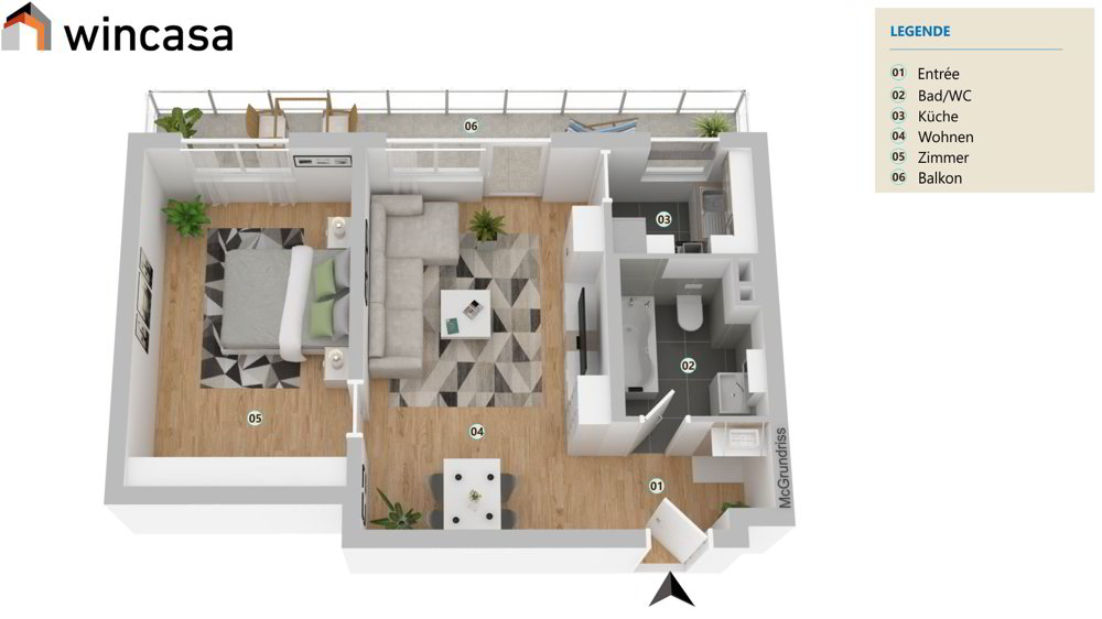 2 Zimmer Wohnung zu vermieten in La Chaux-de-Fonds - Bild 1/6