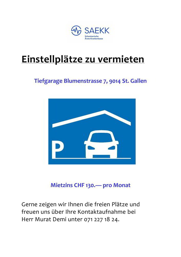 null Zimmer Parkplatz, Garage zu vermieten in San Gallo - Bild 1/1