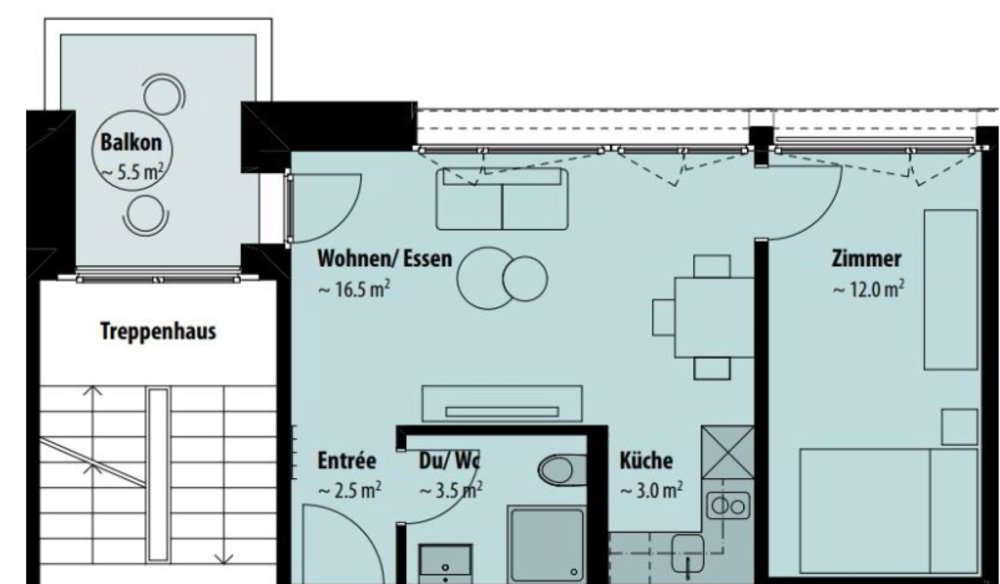 2 rooms Apartment for rent in Wittenbach - image 1/8
