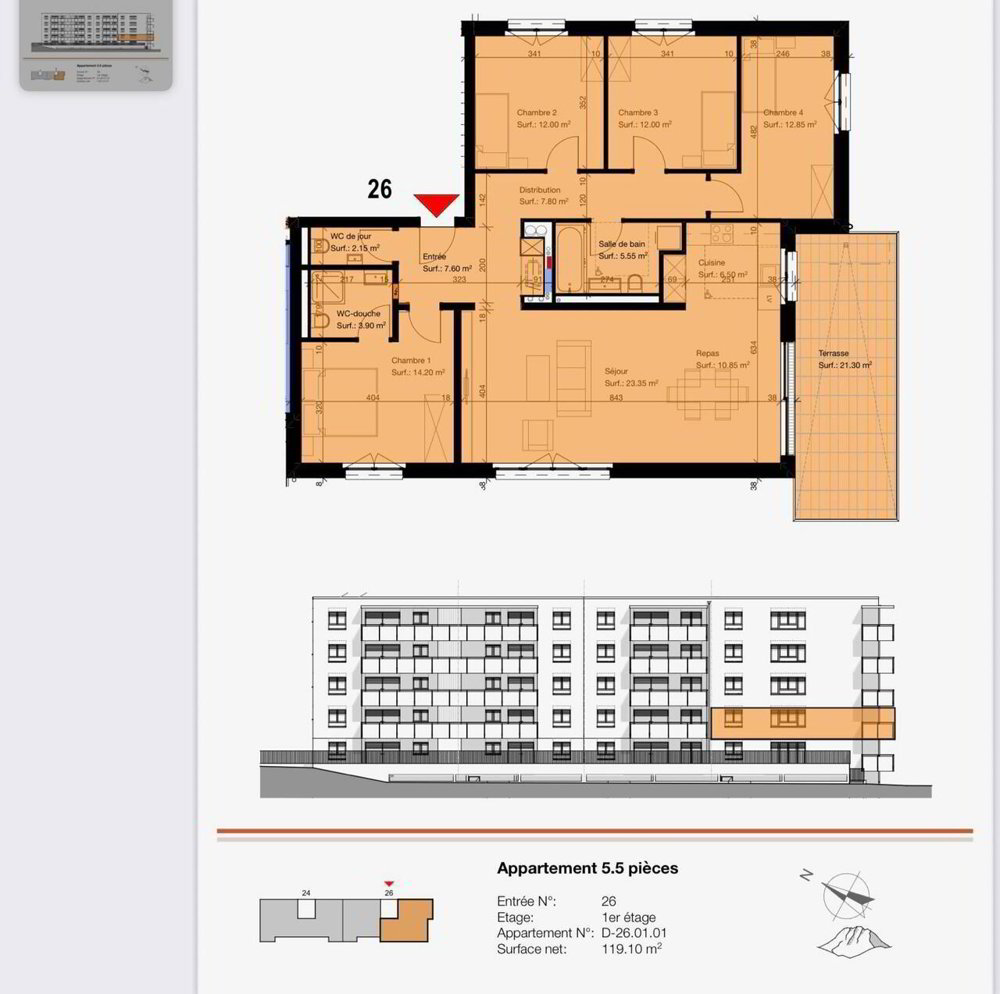 5 Zimmer Wohnung zu vermieten in La Tour-de-Trême - Bild 1/10