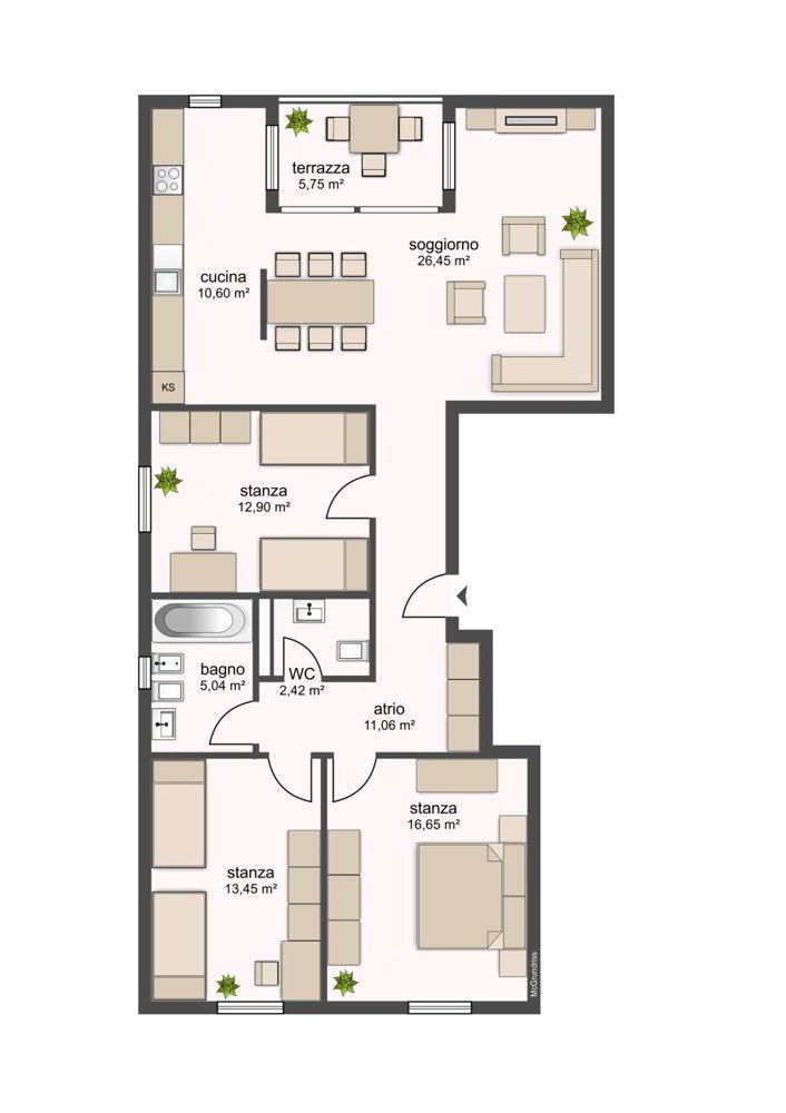 4.5 Zimmer Wohnung zu vermieten in Gudo - Bild 1/3