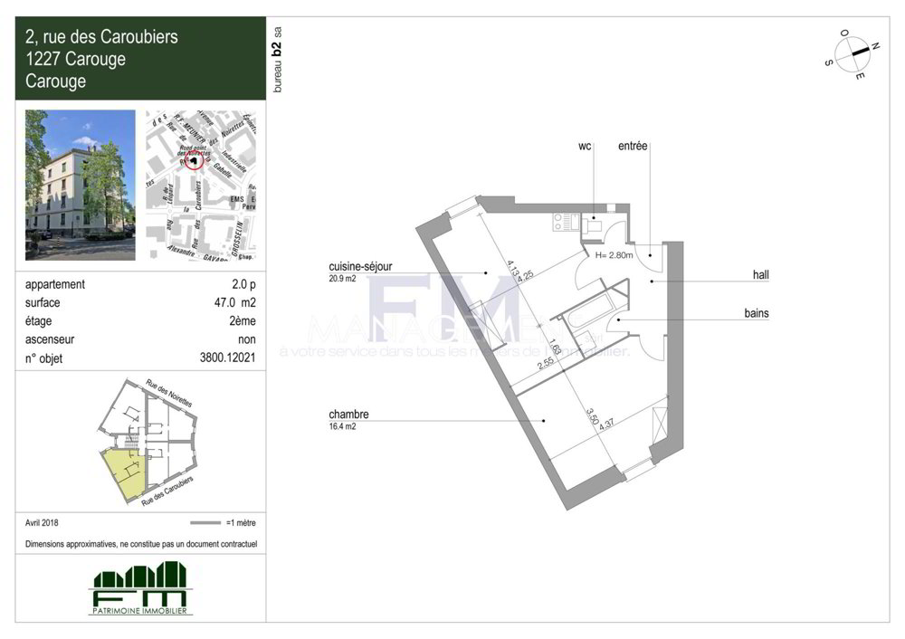 2 rooms Apartment for rent in Carouge GE - image 1/3