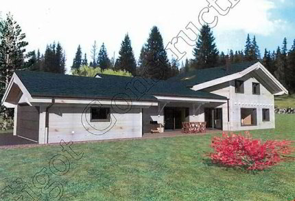 Grande maison moderne en madrier massif avec panneaux solaires, pour... 1/5