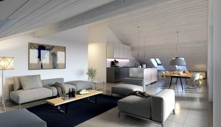 Attique dans les combles de 5,5, Minergie, terrasse de 33 m2 1/5