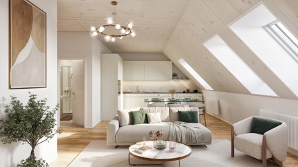 Über den Dächern von Oerlikon: Erstbezug einer 4.5-Zimmer-Dachmaisonette 1/3