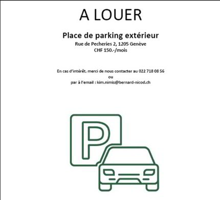 Parking extérieur for rent in Genève - Ref L68960 1/1