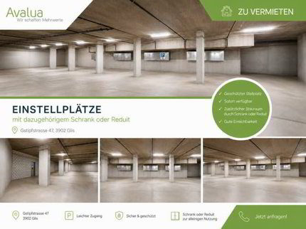 Einstellplätze mit dazugehörigem Schrank oder Reduit in Glis 1/3