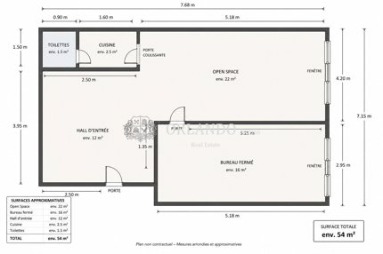Bureau de 3 pièces en location à Genève - 54 m² 1/1