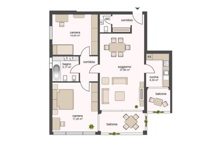 100, Mendrisio, Via Borromini 21, appartamento no. 441 1/5