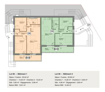 Appartement sur plan de 3.5 pièces en vente à Le Cotterg - 76 m² 1/5