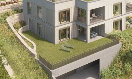 3.5-Zimmer-Gartenwohnung - UNTERDORF MÖNTHAL - Zeitgemässe Architektur mitten im Grünen 1/3