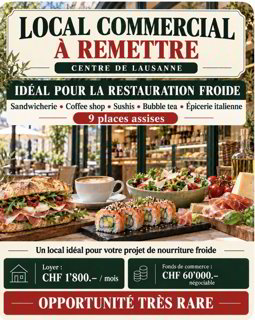 Lausanne Take Away faible loyer 1800.- 1/1