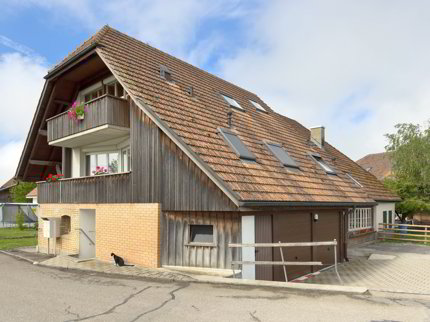 Grosszügige 3.5-Zimmerwohnung in ländlicher Umgebung mit Balkon und Gartenanteil 1/5